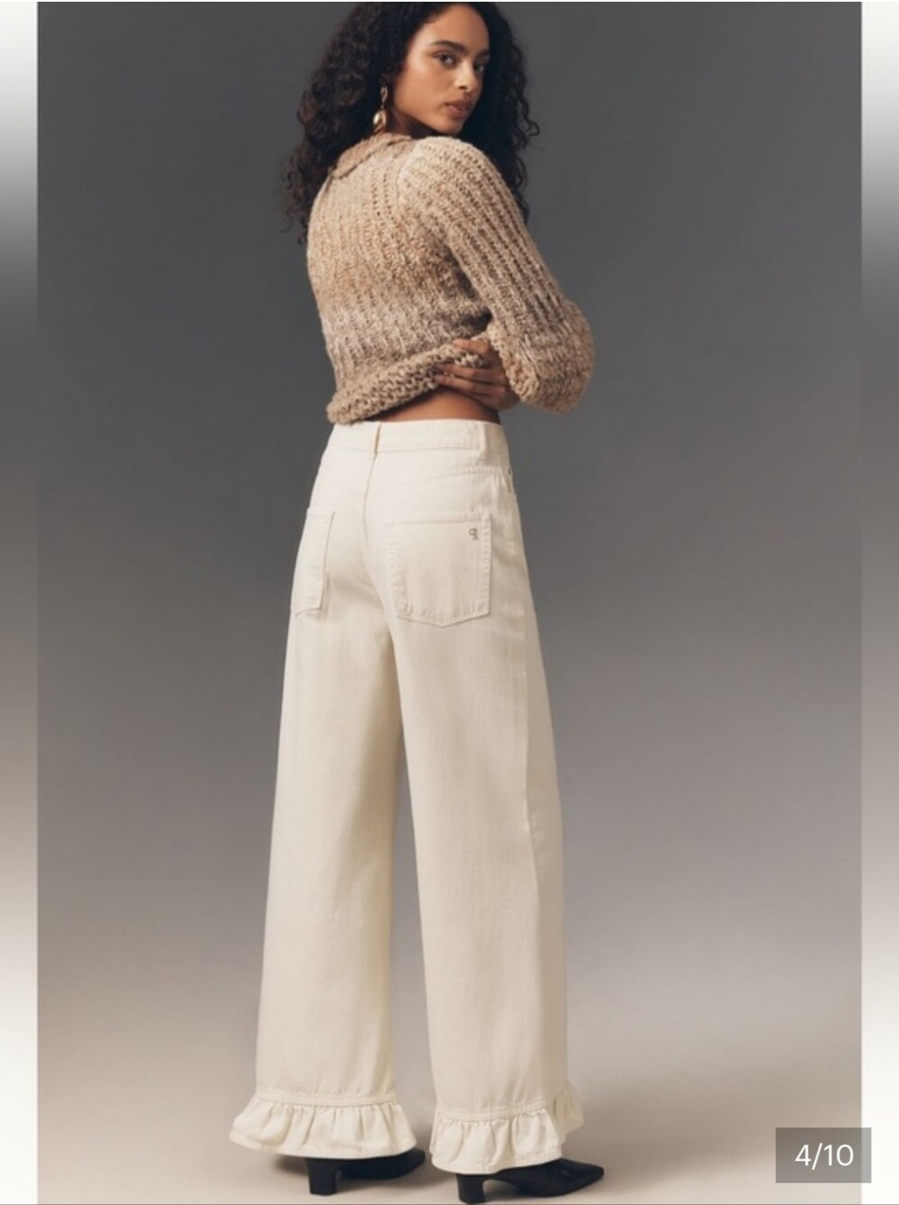 NEW. Anthropologie Pilcro Scandi Mid Rise Wide Leg Ruffle Jeans. NWT